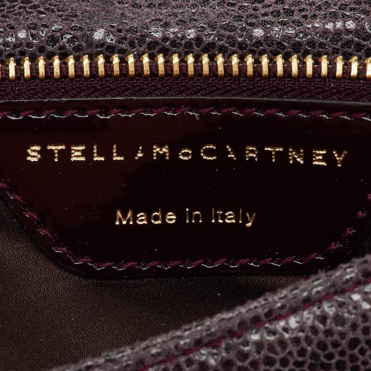 Pre Owned Stella McCartney Burgundy Faux Leather Zipper Detail Fold Over Clutch