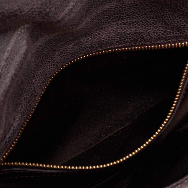 Pre Owned Stella McCartney Burgundy Faux Leather Zipper Detail Fold Over Clutch