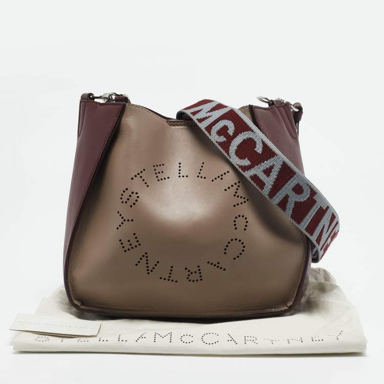 مملوكة مسبقًا Stella McCartney Burgundy/Beige Faux Leather Mini Logo Crossbody Bag