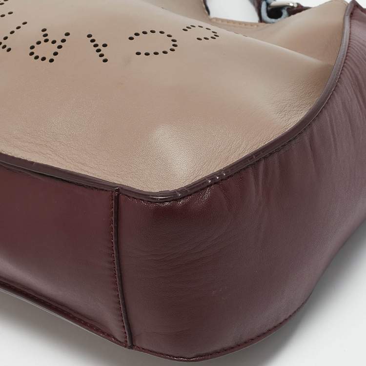 مملوكة مسبقًا Stella McCartney Burgundy/Beige Faux Leather Mini Logo Crossbody Bag