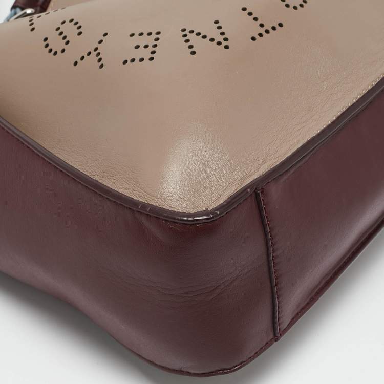 مملوكة مسبقًا Stella McCartney Burgundy/Beige Faux Leather Mini Logo Crossbody Bag