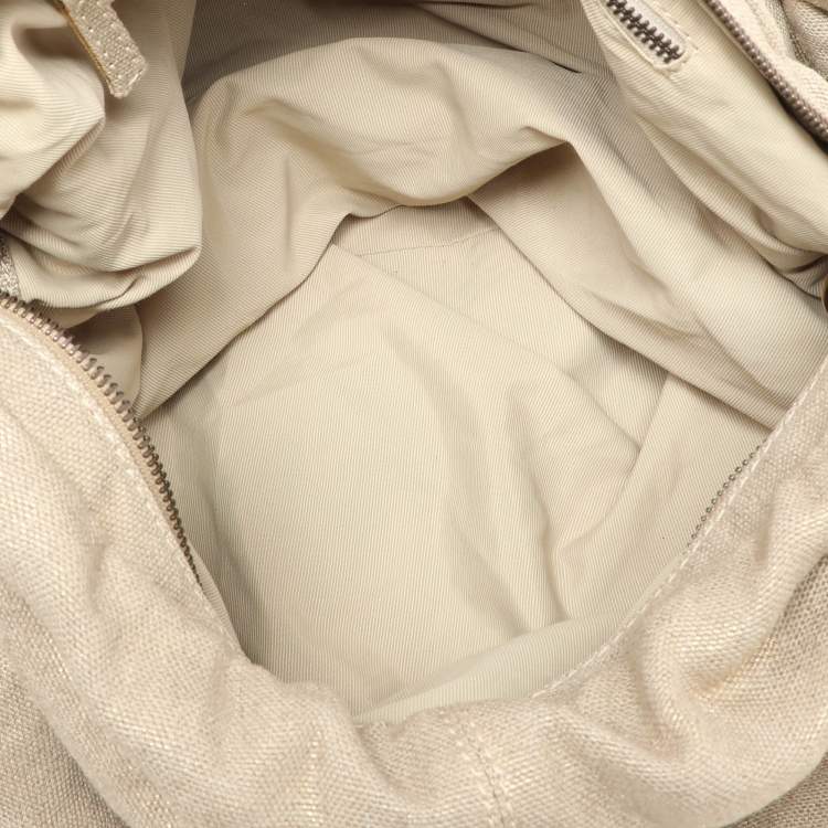 Pre Owned Stella McCartney Metallic Beige/Gold Jute Bow Hobo