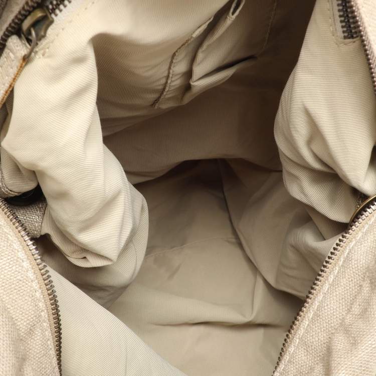 Pre Owned Stella McCartney Metallic Beige/Gold Jute Bow Hobo
