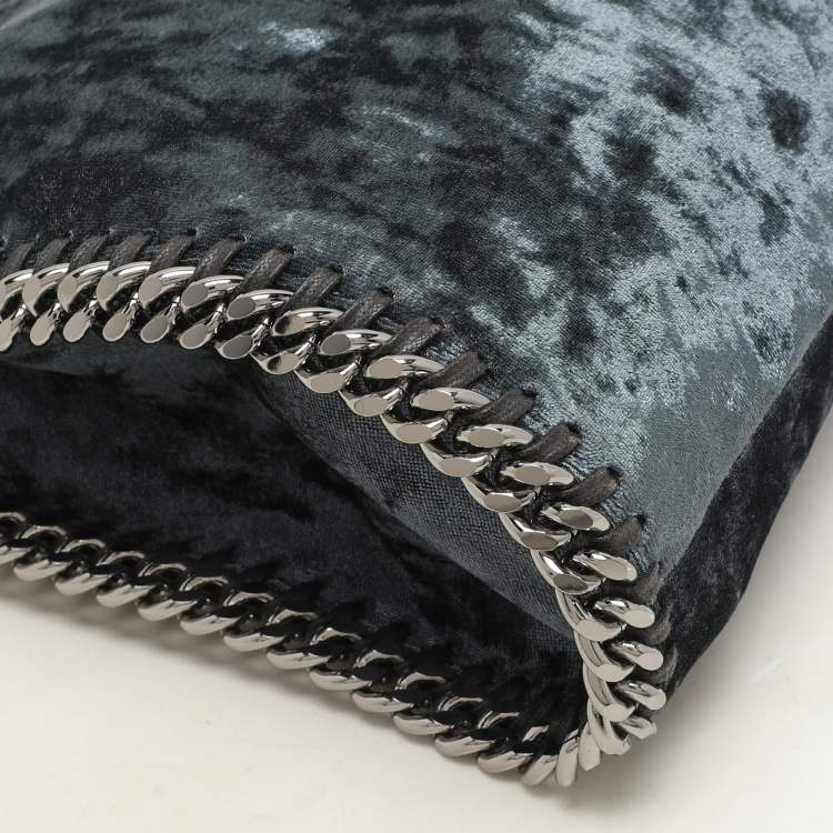 Pre Owned Stella McCartney Teal Velvet Mini Falabella Tote