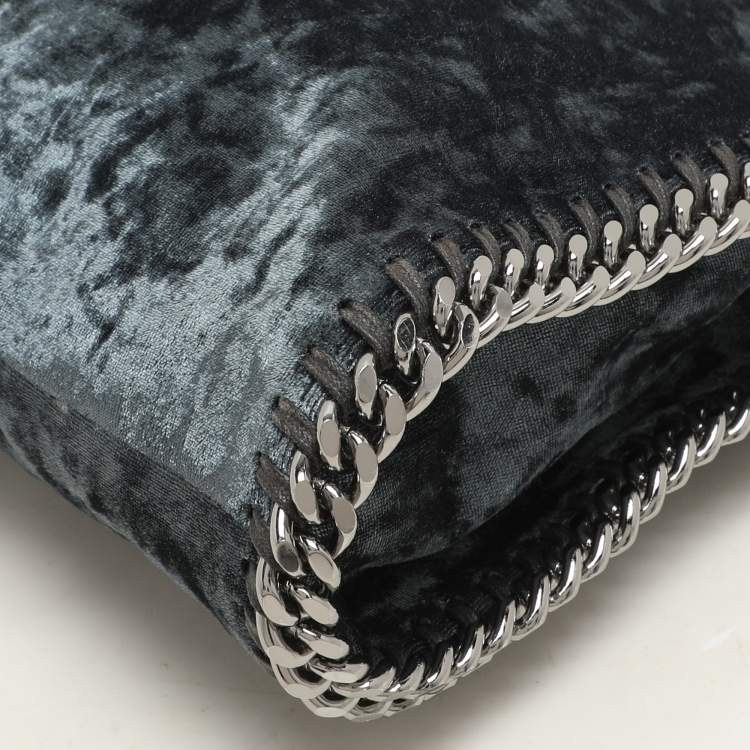 Pre Owned Stella McCartney Teal Velvet Mini Falabella Tote