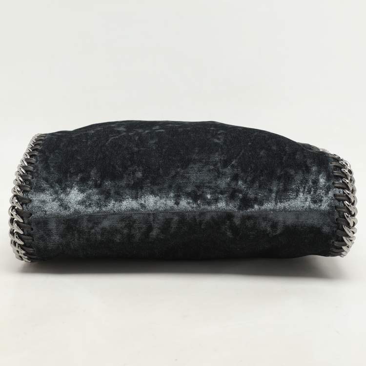 Pre Owned Stella McCartney Teal Velvet Mini Falabella Tote