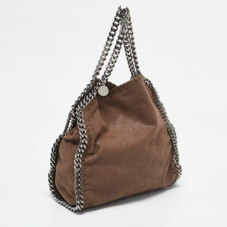 Pre Owned Stella McCartney Dark Beige Faux Leather Mini Falabella Tote