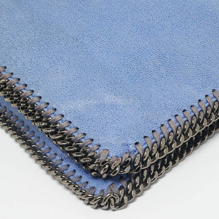 Pre Owned Stella McCartney Blue Faux Suede Falabella Fold Over Clutch