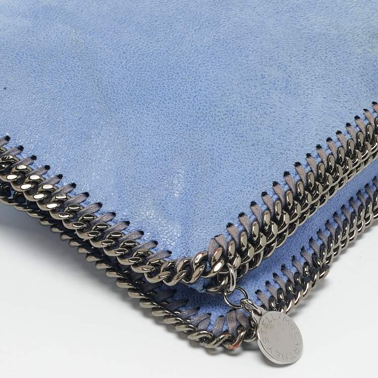 Pre Owned Stella McCartney Blue Faux Suede Falabella Fold Over Clutch