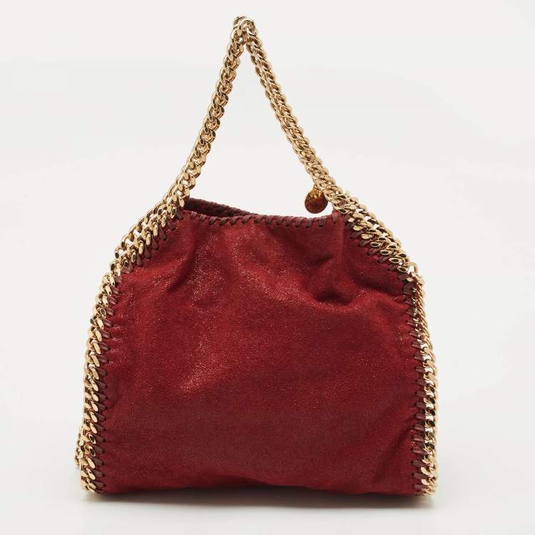 Pre Owned Stella McCartney Burgundy Faux Leather Mini Falabella Tote