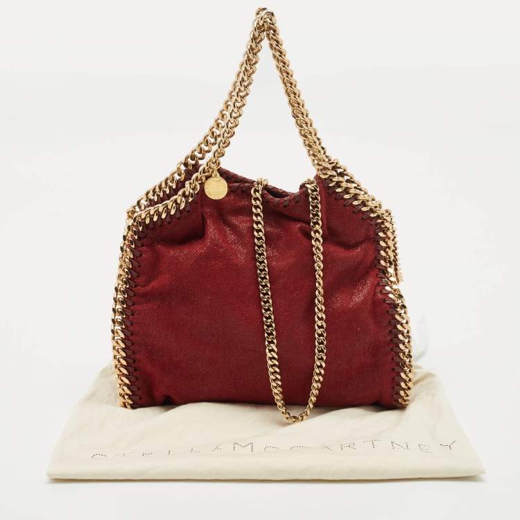 Pre Owned Stella McCartney Burgundy Faux Leather Mini Falabella Tote