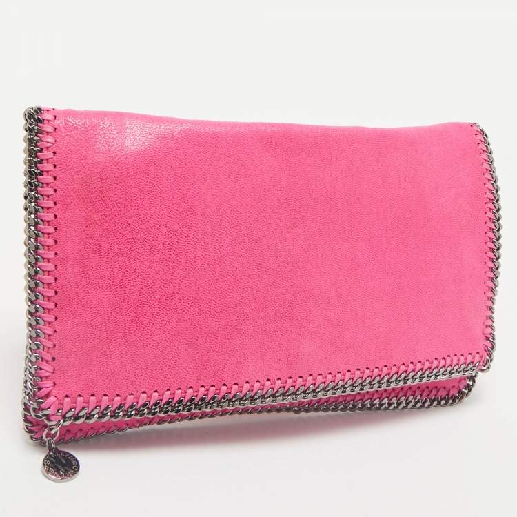 Pre Owned Stella McCartney Fuchsia Faux Suede Falabella Fold Over Clutch