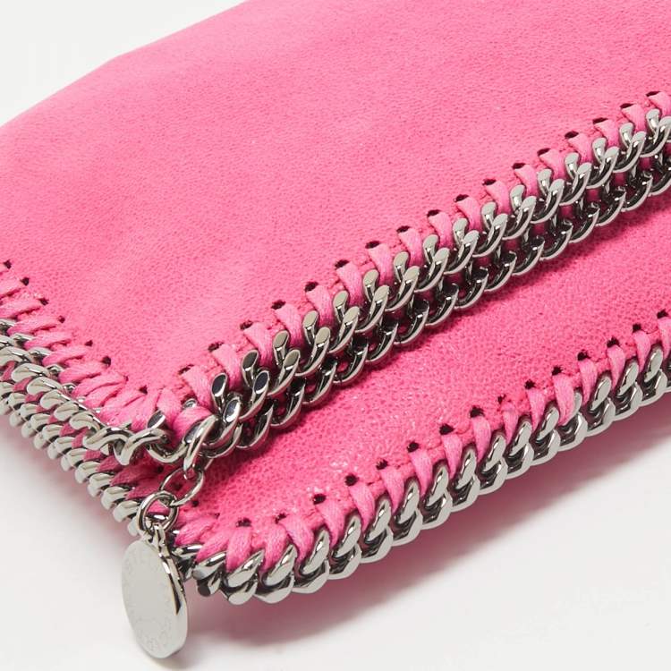 Pre Owned Stella McCartney Fuchsia Faux Suede Falabella Fold Over Clutch