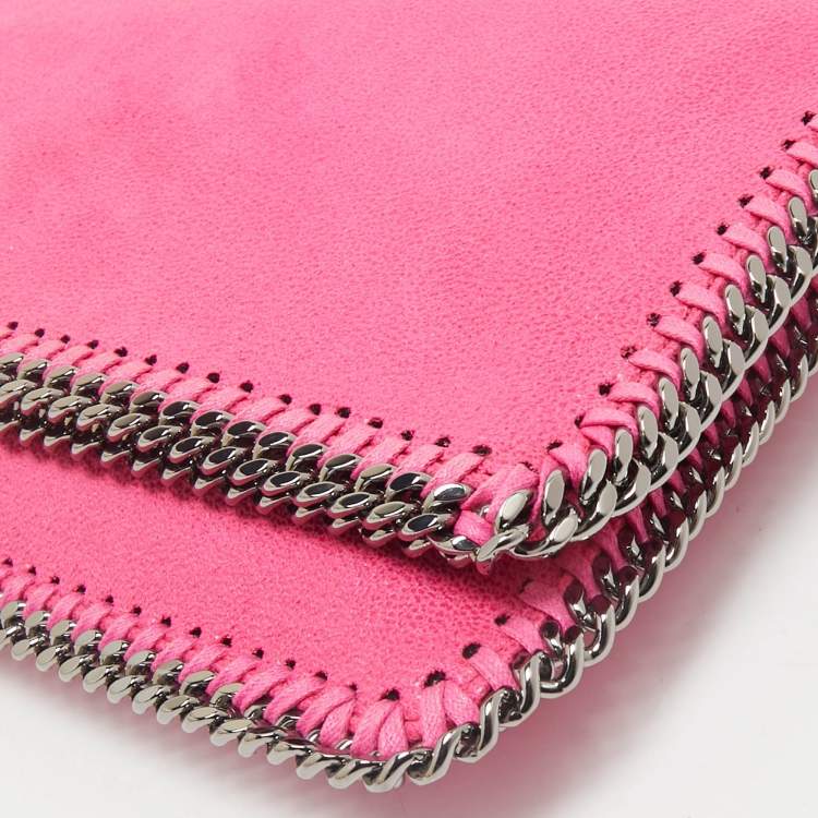 Pre Owned Stella McCartney Fuchsia Faux Suede Falabella Fold Over Clutch
