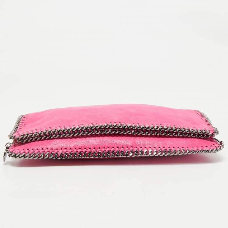 Pre Owned Stella McCartney Fuchsia Faux Suede Falabella Fold Over Clutch