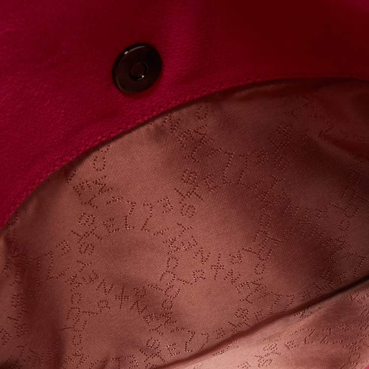 Pre Owned Stella McCartney Fuchsia Faux Suede Falabella Fold Over Clutch