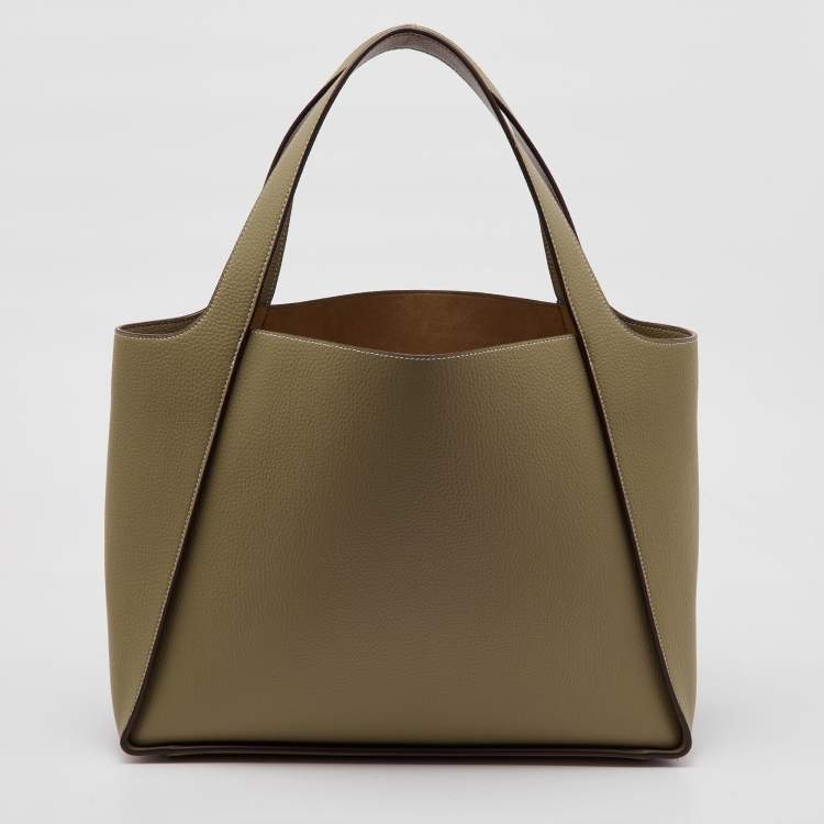 Pre Owned Stella McCartney Sand Brown Faux Leather The Logo Large Tote