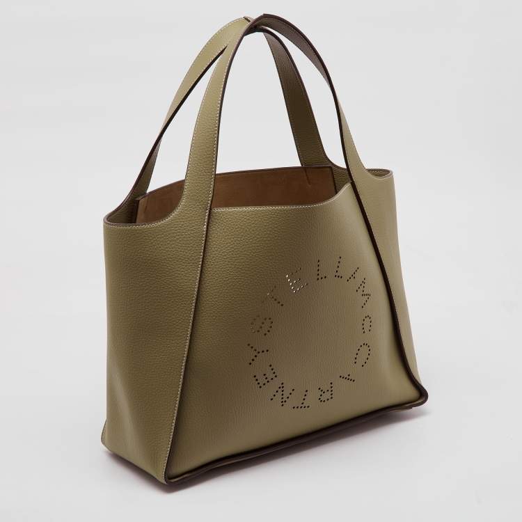 Pre Owned Stella McCartney Sand Brown Faux Leather The Logo Large Tote