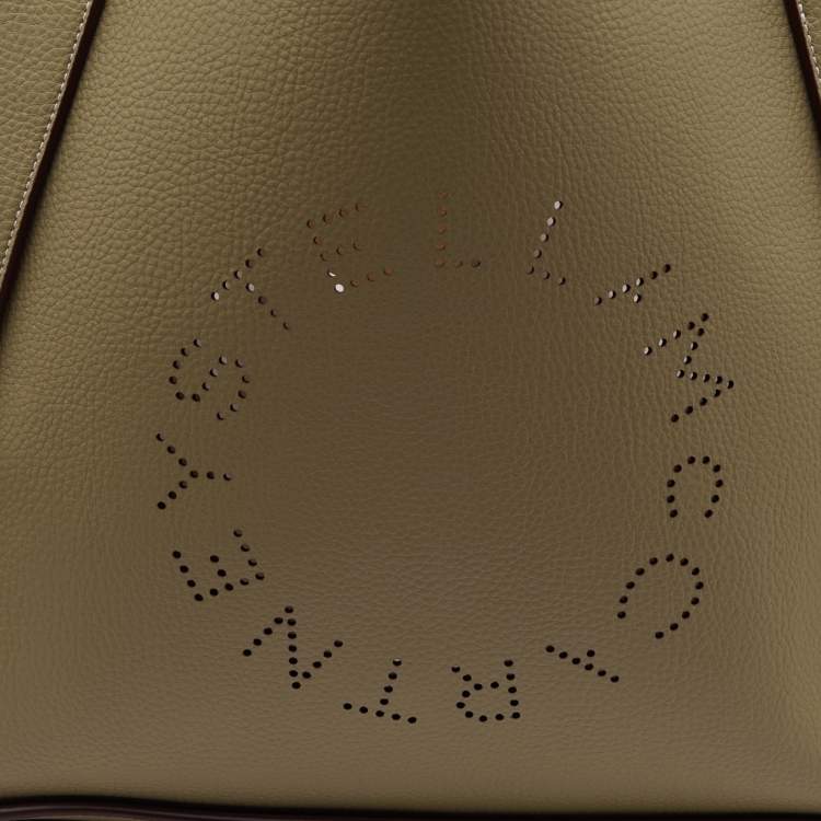 Pre Owned Stella McCartney Sand Brown Faux Leather The Logo Large Tote