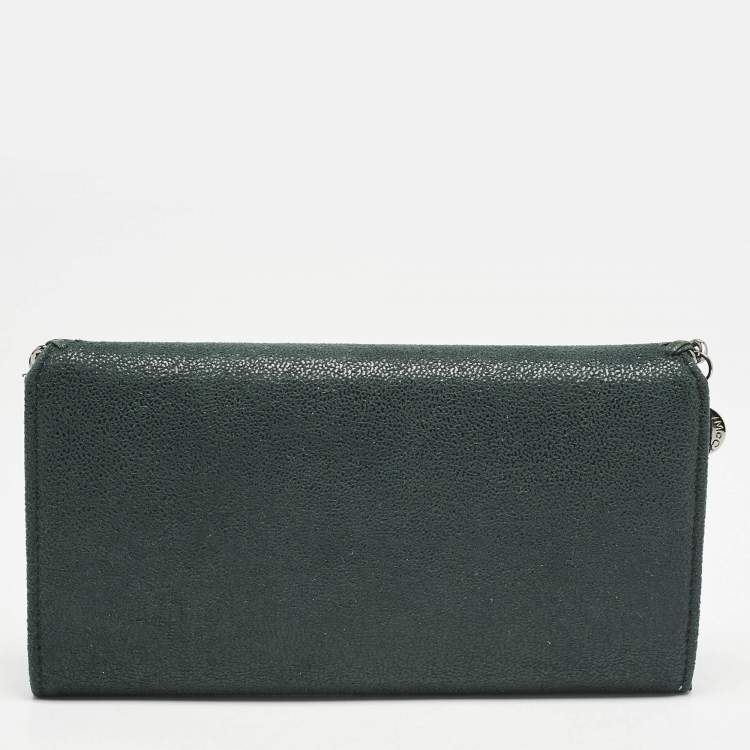Pre Owned Stella McCartney Dark Green Faux Leather Falabella Flap Continental Wallet