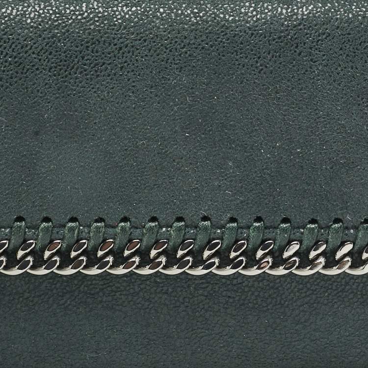 Pre Owned Stella McCartney Dark Green Faux Leather Falabella Flap Continental Wallet
