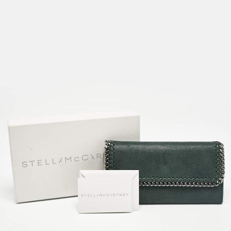 Pre Owned Stella McCartney Dark Green Faux Leather Falabella Flap Continental Wallet