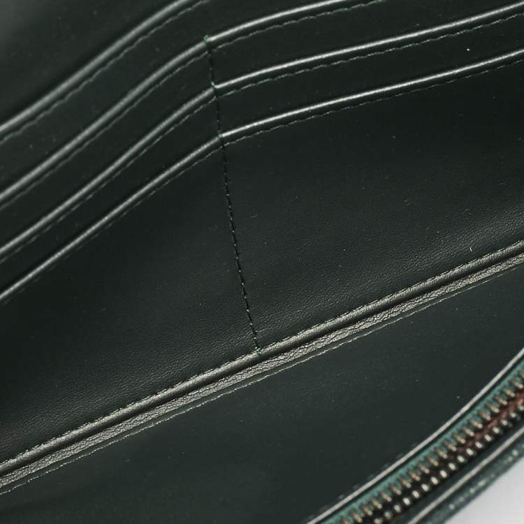 Pre Owned Stella McCartney Dark Green Faux Leather Falabella Flap Continental Wallet