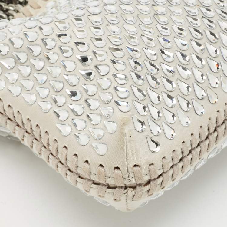 Pre Owned Stella McCartney Light Grey Fabric Mini Falabella Crystals Tote