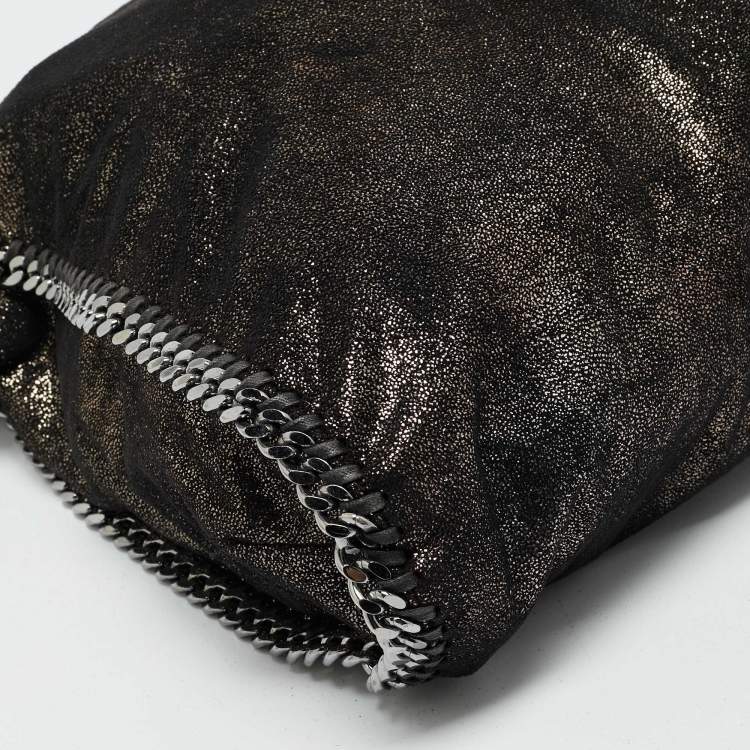 Pre Owned Stella McCartney Black/Gold Faux Suede Large Falabella Tote