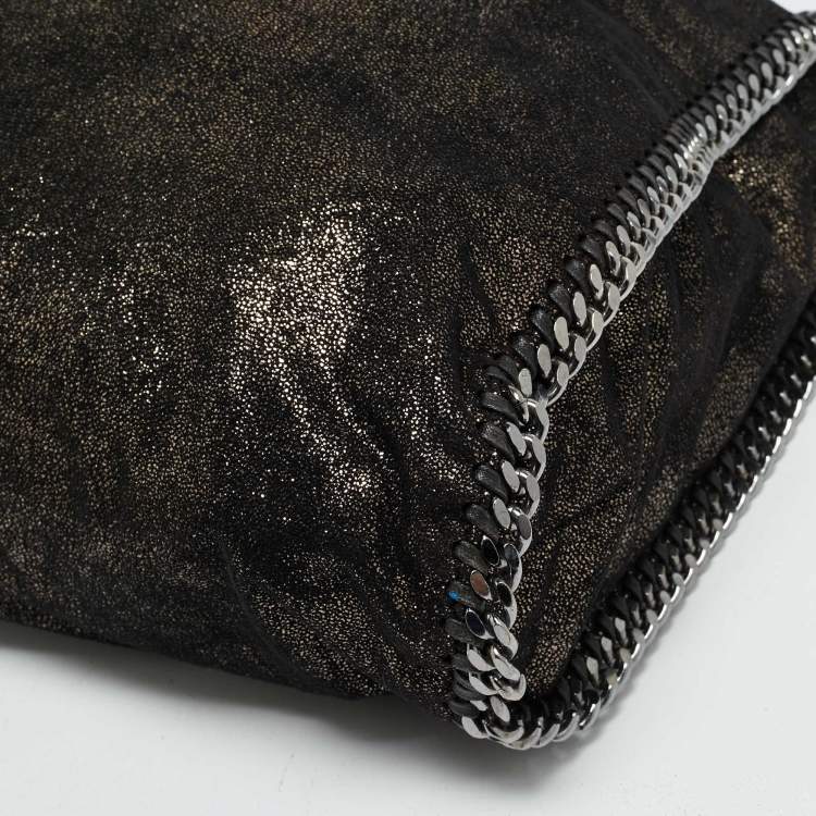 Pre Owned Stella McCartney Black/Gold Faux Suede Large Falabella Tote