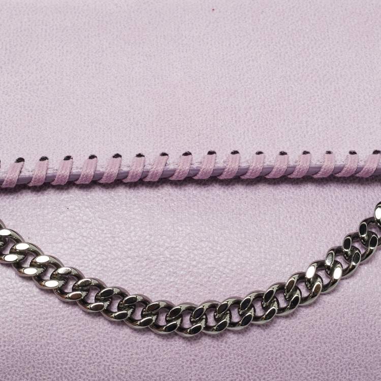 Pre Owned Stella McCartney Purple Faux Leather Mini Falabella Flap Crossbody Bag