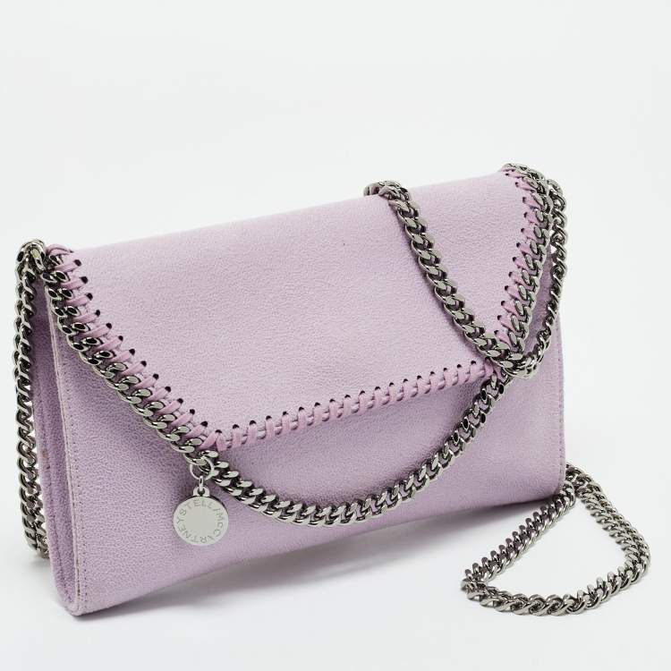 Pre Owned Stella McCartney Purple Faux Leather Mini Falabella Flap Crossbody Bag