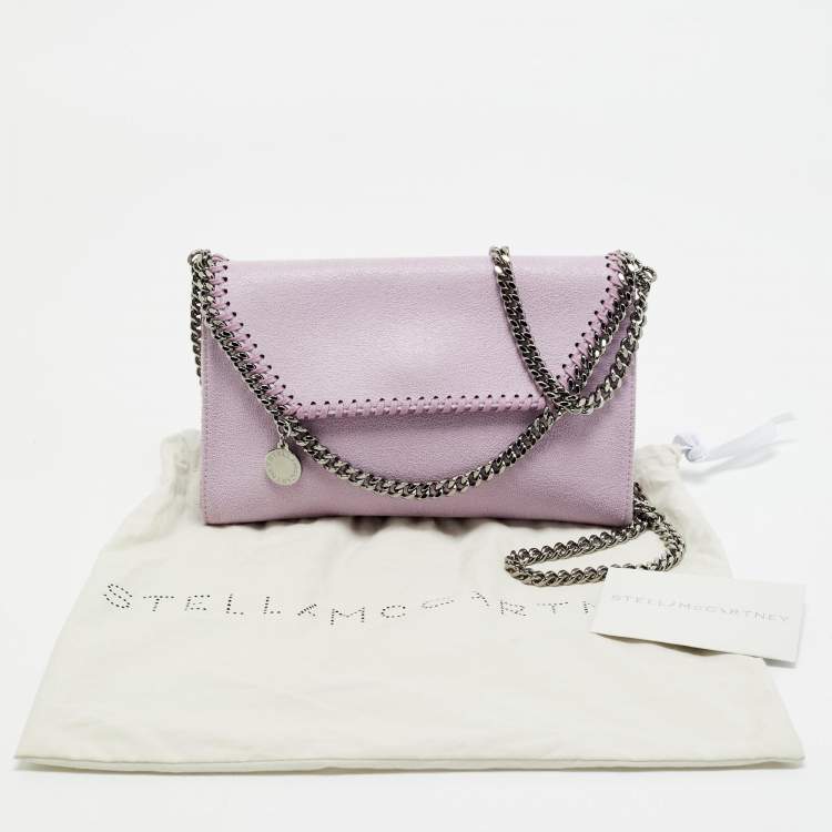 Pre Owned Stella McCartney Purple Faux Leather Mini Falabella Flap Crossbody Bag