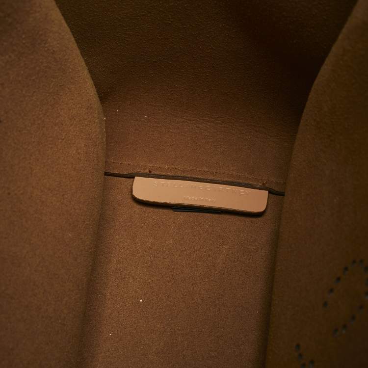 Pre Owned Stella McCartney Beige Faux Leather Perforated Logo Tote