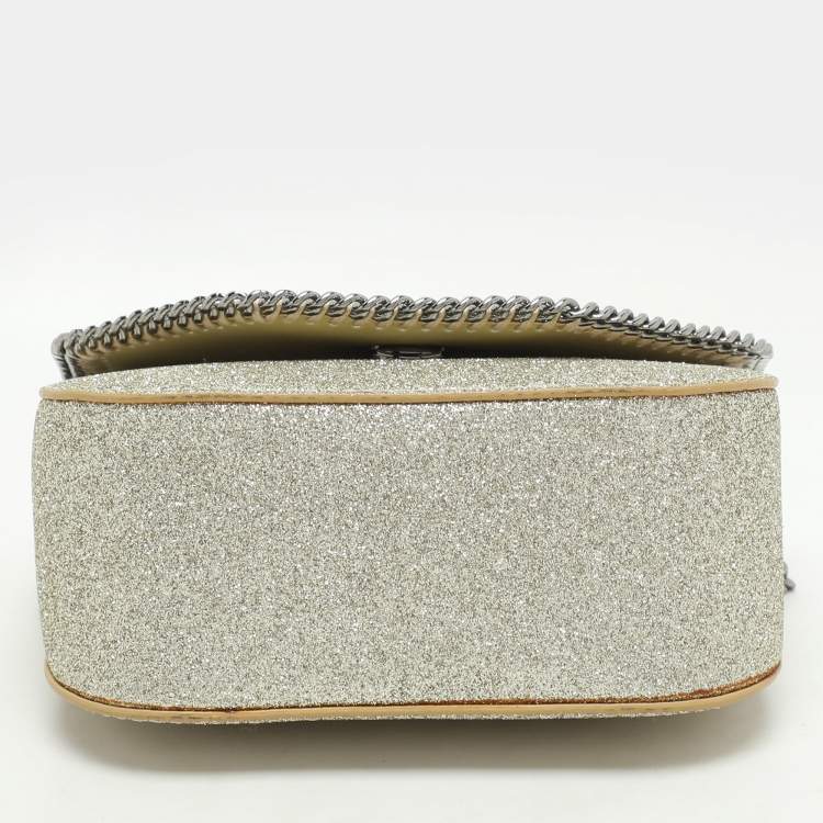 Pre Owned Stella McCartney Gold Glitter Mini Falabella Box Shoulder Bag