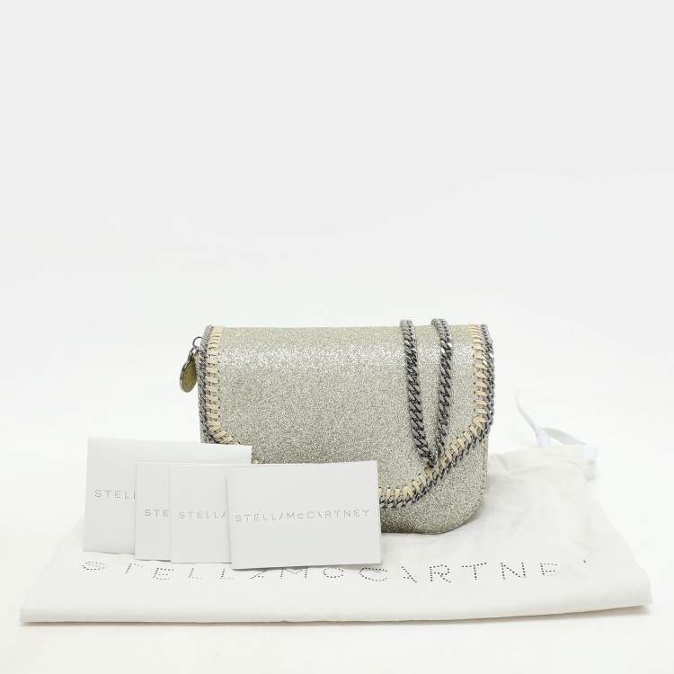 Pre Owned Stella McCartney Gold Glitter Mini Falabella Box Shoulder Bag