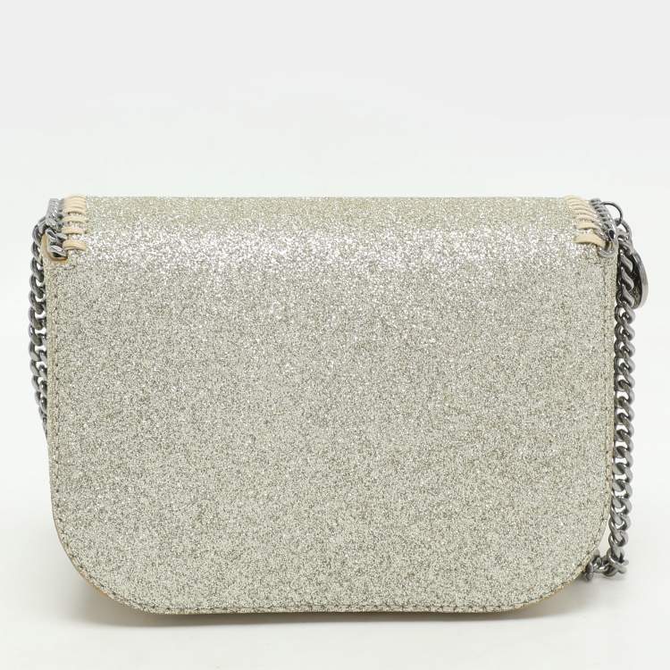Pre Owned Stella McCartney Gold Glitter Mini Falabella Box Shoulder Bag