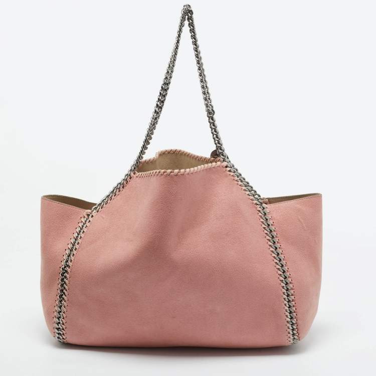 Pre Owned Stella McCartney Pink/Beige Faux Suede Reversible Falabella Shopper Tote