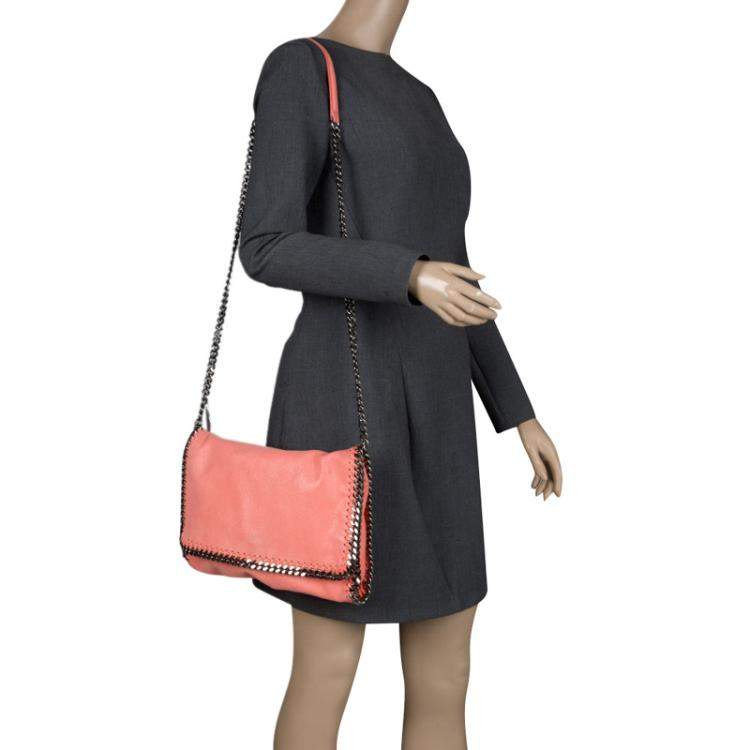 Pre Owned Stella McCartney Peach Faux Leather Falabella Shoulder Bag