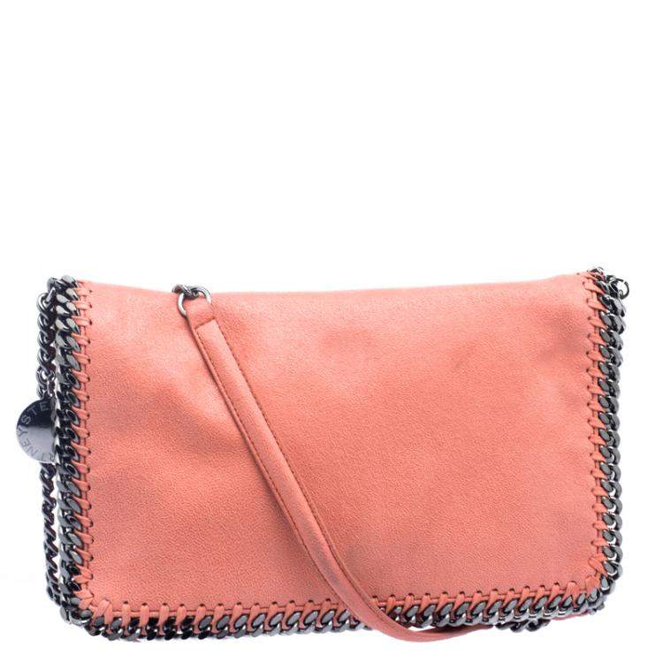 Pre Owned Stella McCartney Peach Faux Leather Falabella Shoulder Bag