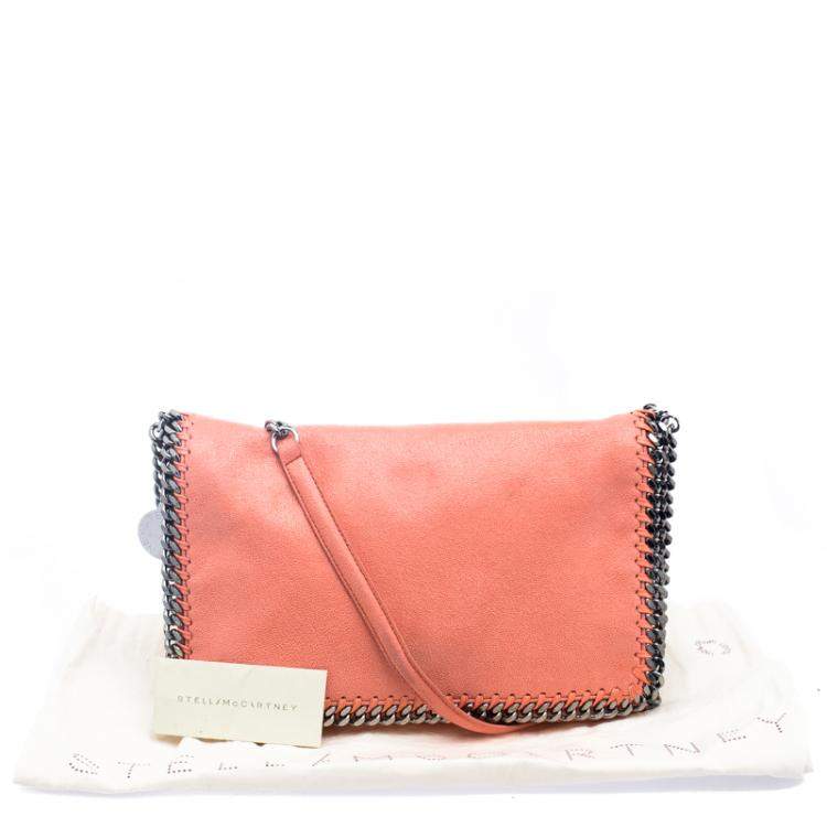 Pre Owned Stella McCartney Peach Faux Leather Falabella Shoulder Bag