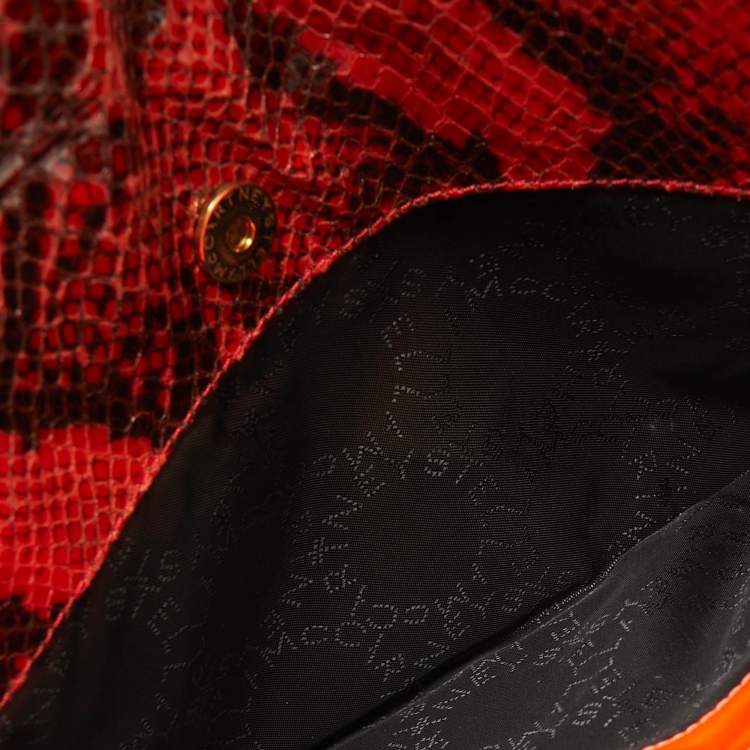 Pre Owned Stella McCartney Orange/Brown Faux Python Leather Falabella Fold-Over Clutch