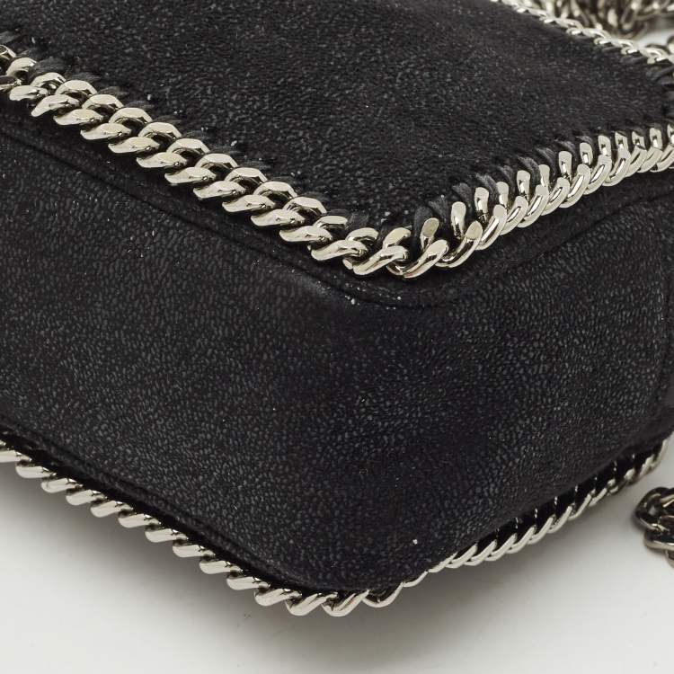 Pre Owned Stella McCartney Black Faux Suede Falabella Camera Crossbody Bag