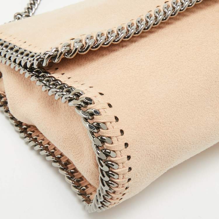 Pre Owned Stella McCartney Peach Faux Suede Falabella Flap Shoulder Bag