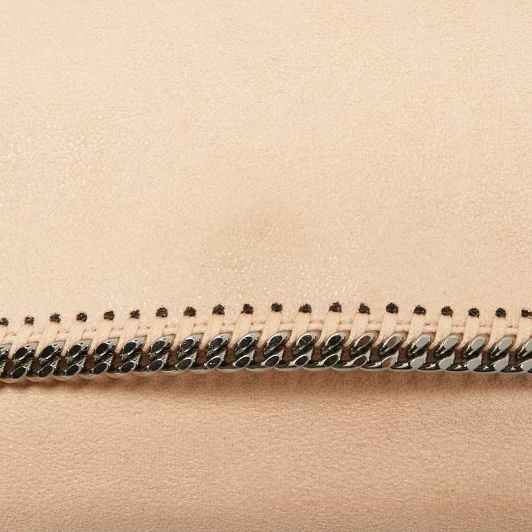 Pre Owned Stella McCartney Peach Faux Suede Falabella Flap Shoulder Bag
