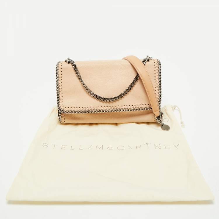 Pre Owned Stella McCartney Peach Faux Suede Falabella Flap Shoulder Bag