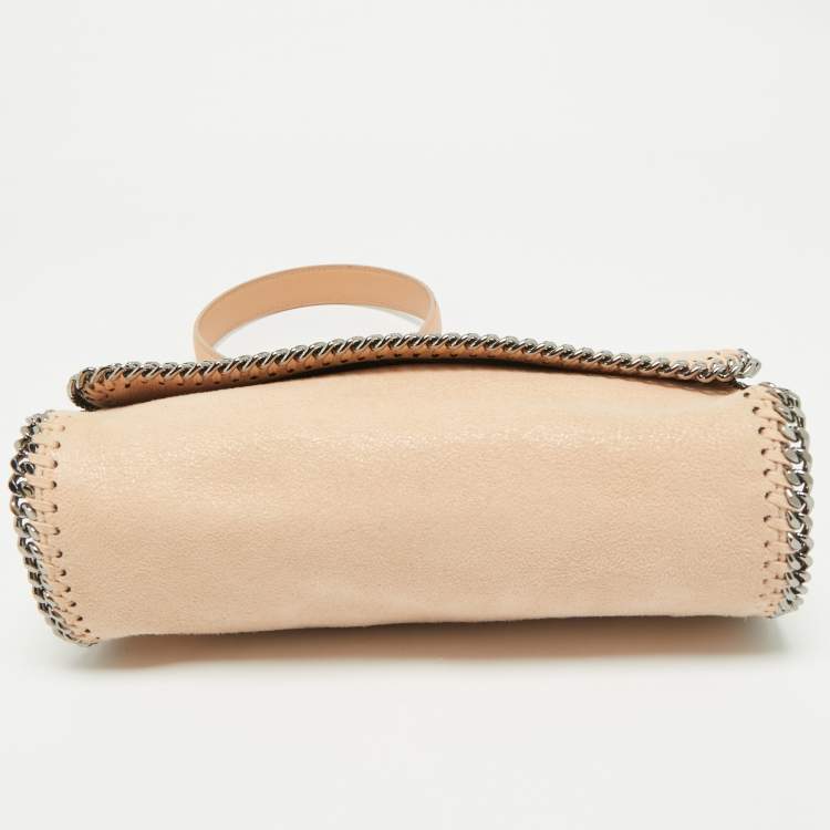 Pre Owned Stella McCartney Peach Faux Suede Falabella Flap Shoulder Bag