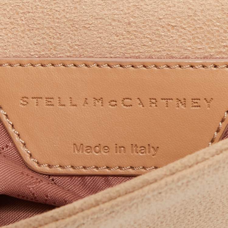 Pre Owned Stella McCartney Peach Faux Suede Falabella Flap Shoulder Bag