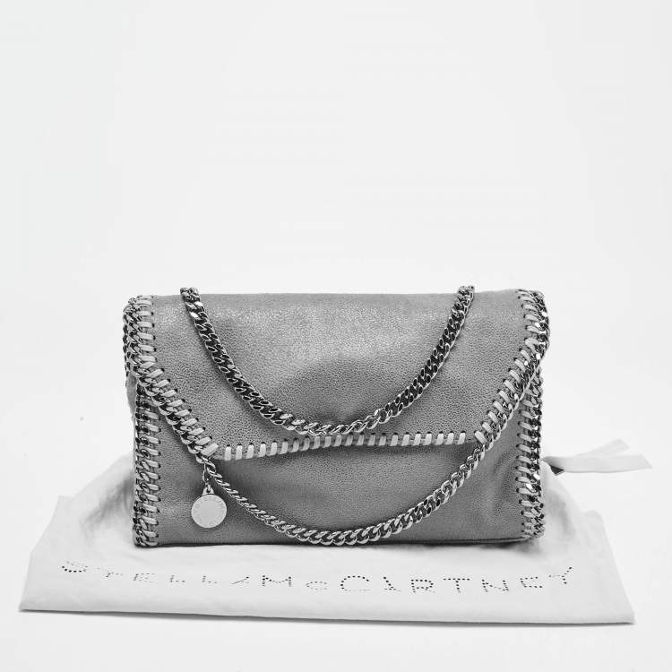 Pre Owned Stella McCartney Grey Faux Suede Mini Falabella Flap Crossbody Bag
