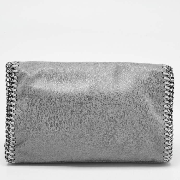 Pre Owned Stella McCartney Grey Faux Suede Mini Falabella Flap Crossbody Bag